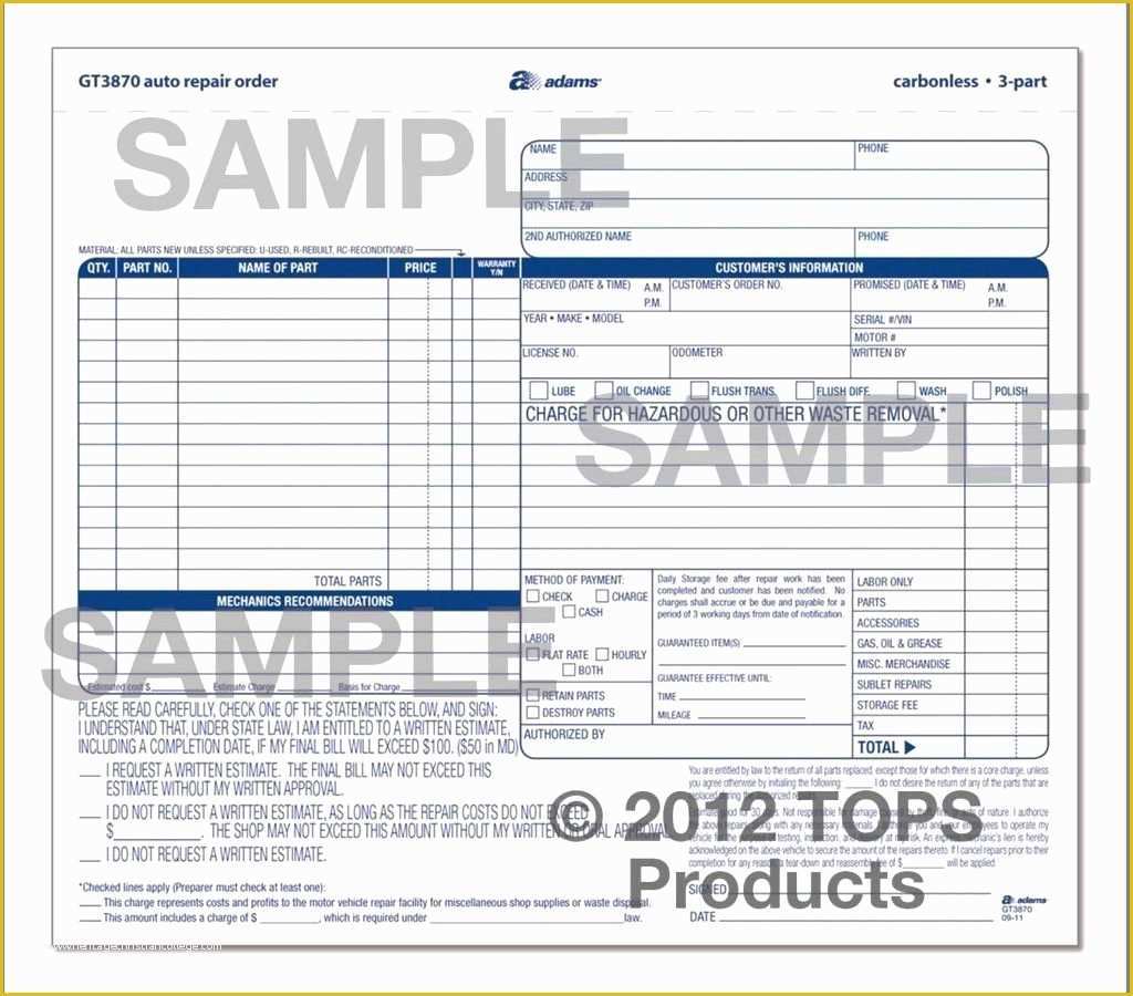 Car Repair Invoice Template Free Of Briliant S Free Auto Repair Invoice Template