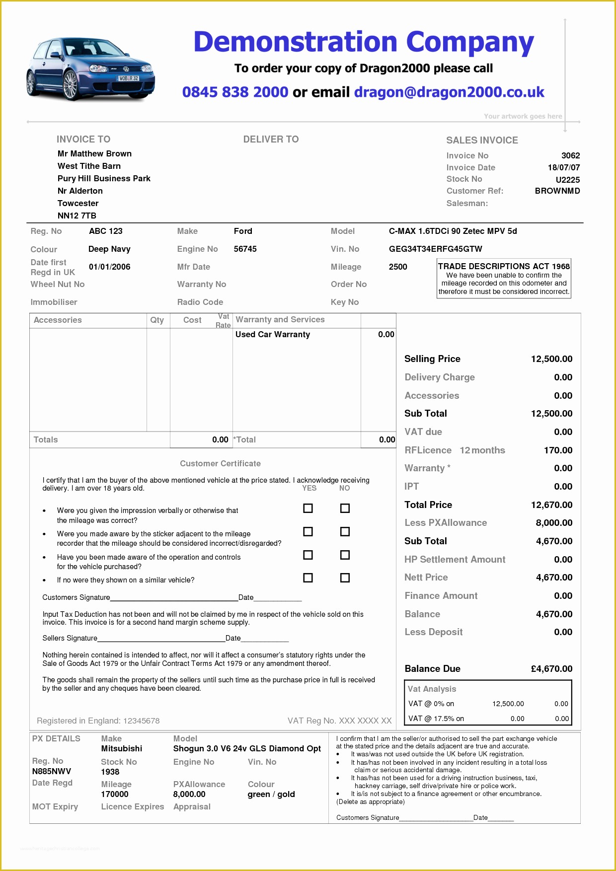 Car Repair Invoice Template Free Of Car Sales Invoice Template Excel