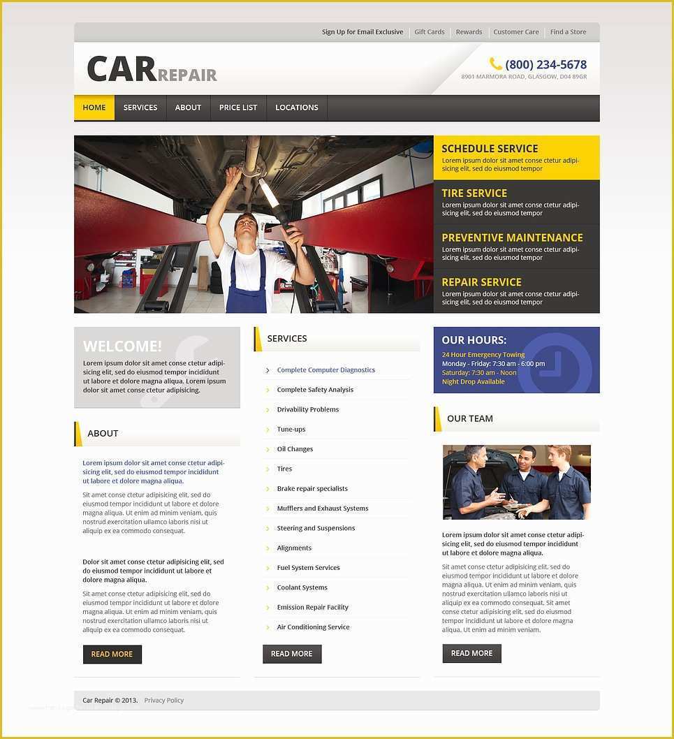 Car Repair Responsive Website Template Free Download Of Car Repair Responsive Website Template