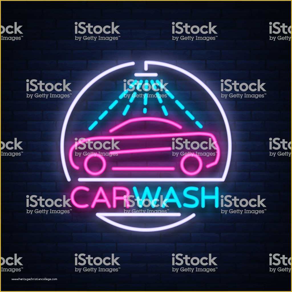 Car Wash Logo Template Free Of Car Wash Logo Design Emblem In Neon Style Vector