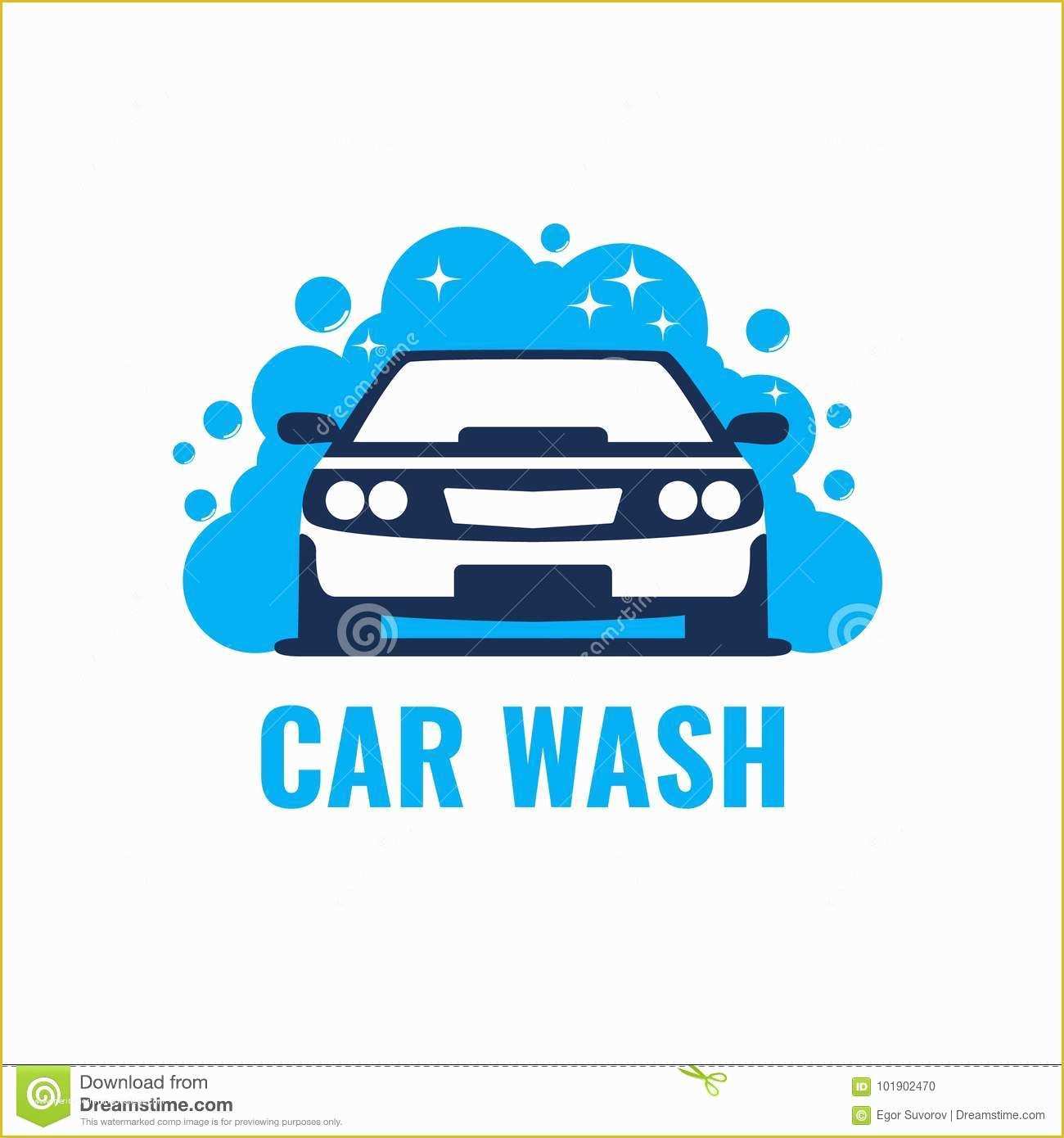 Car Wash Logo Template Free Of Car Wash Logo Light Background Clean Car In Bubbles