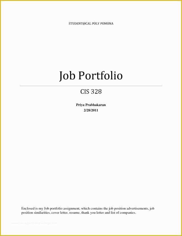 Career Portfolio Template Free Of Portfolio Cover Page Template Free Download Aashe
