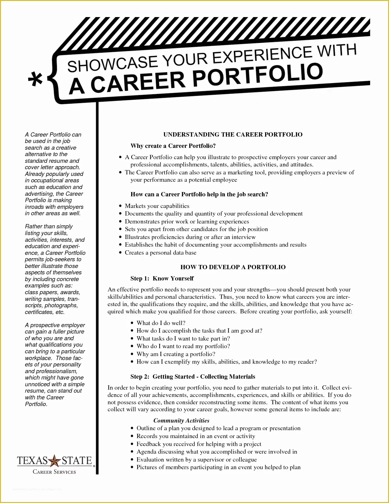 writing portfolio job application