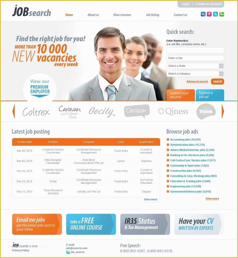 Career Website Templates Free Download Of within Job Portal Website Templates In HTML Free Download
