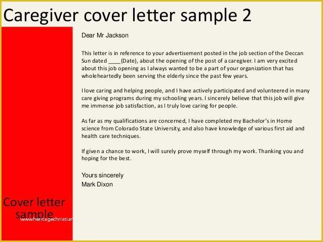 Caregiver Cover Letter Templates Free Of Caregiver Cover Letter