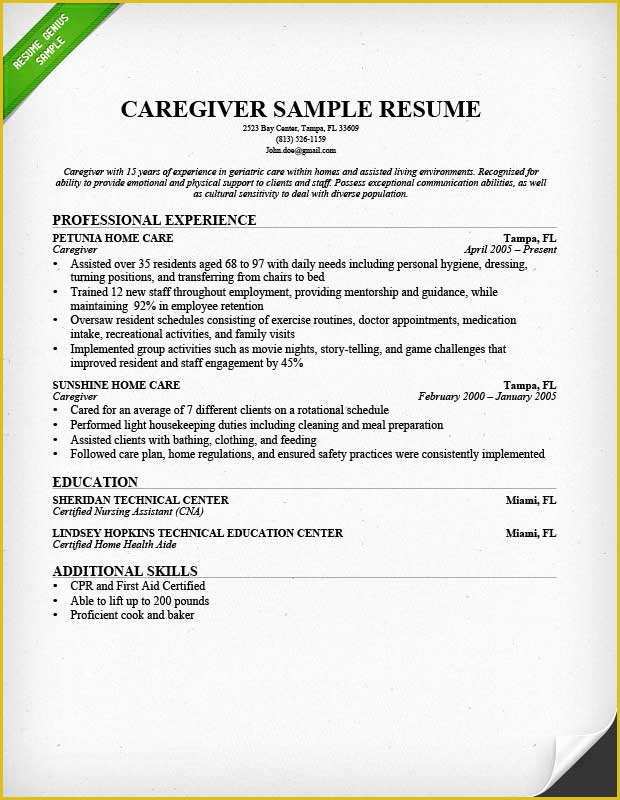Caregiver Cover Letter Templates Free Of Caregiver Resume Sample & Writing Guide