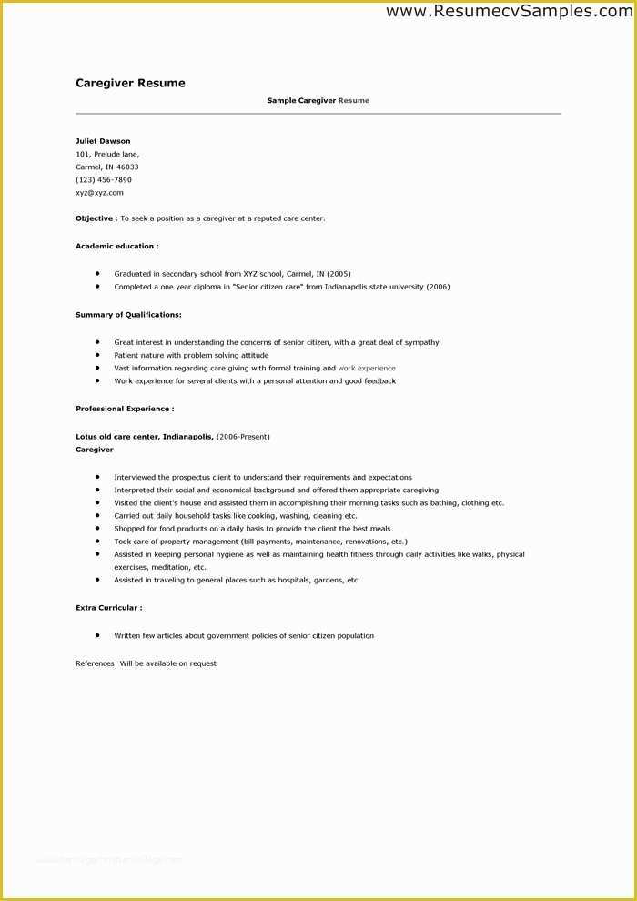 Caregiver Cover Letter Templates Free Of Caregivers Resume