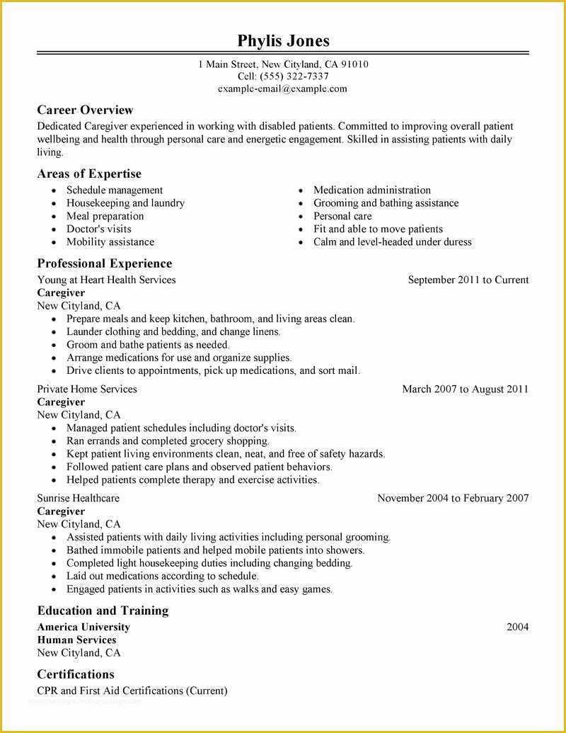 Caregiver Cover Letter Templates Free Of Caregivers Resume