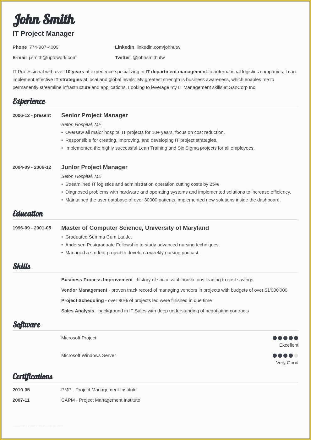 Cascade Resume Template Free Download Of Cascade Resume Template Marvelous E Page Professional