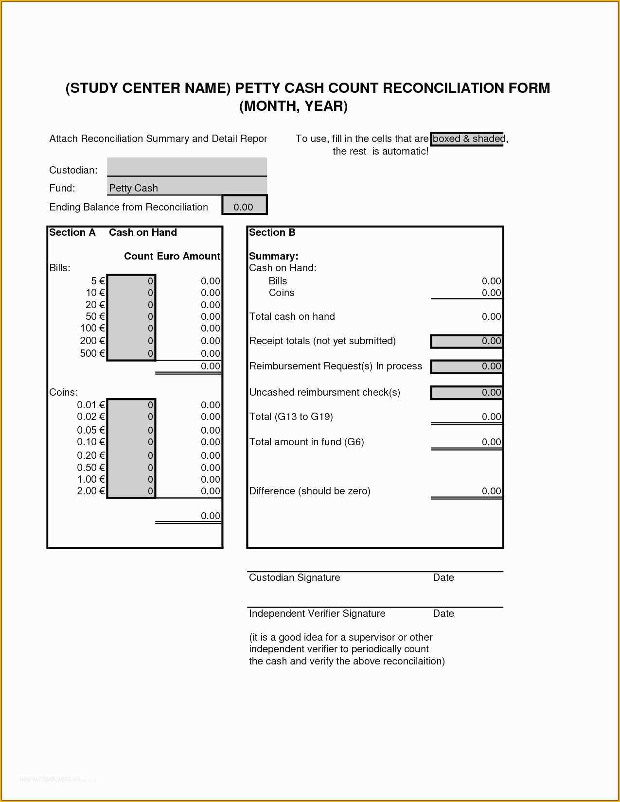 Cash Sheet Template Free Of 52 World Class Cash Register Reconciliation Template