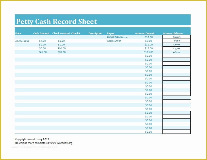 Cash Sheet Template Free Of 8 Petty Cash Log Templates Excel Templates