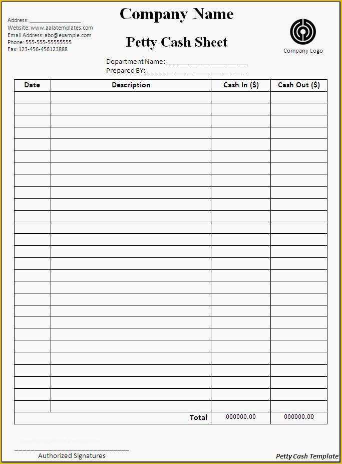 Cash Sheet Template Free Of Best S Of Free Printable Petty Cash Templates Petty