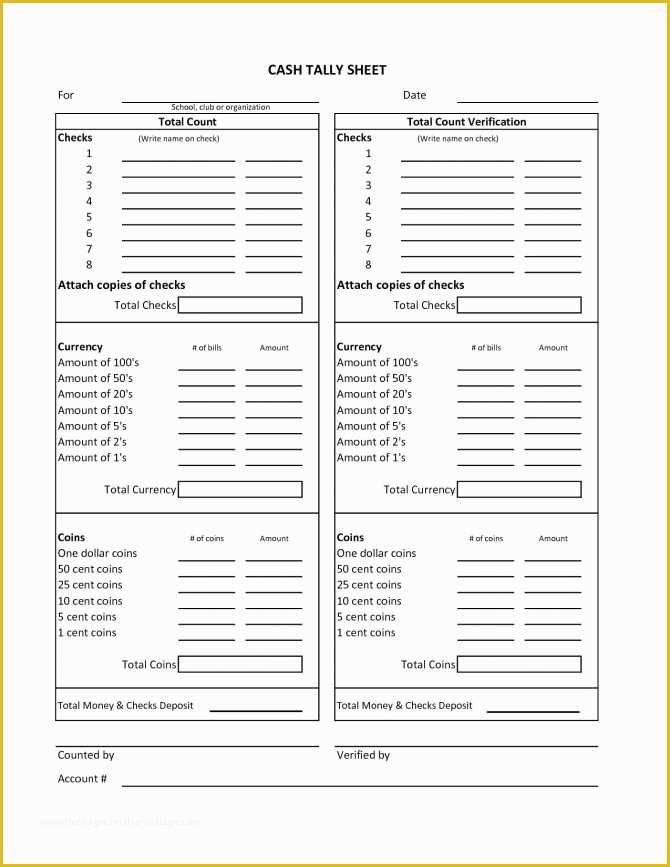 Cash Sheet Template Free Of Cash Drawer Tally Sheet Template