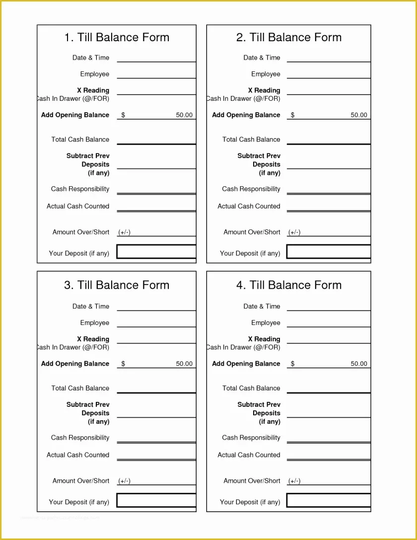 50 Cash Sheet Template Free