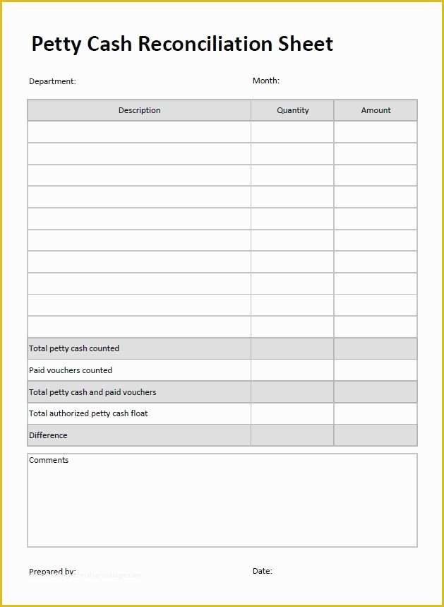 Cash Sheet Template Free Of Cash Reconciliation Sheet Templates