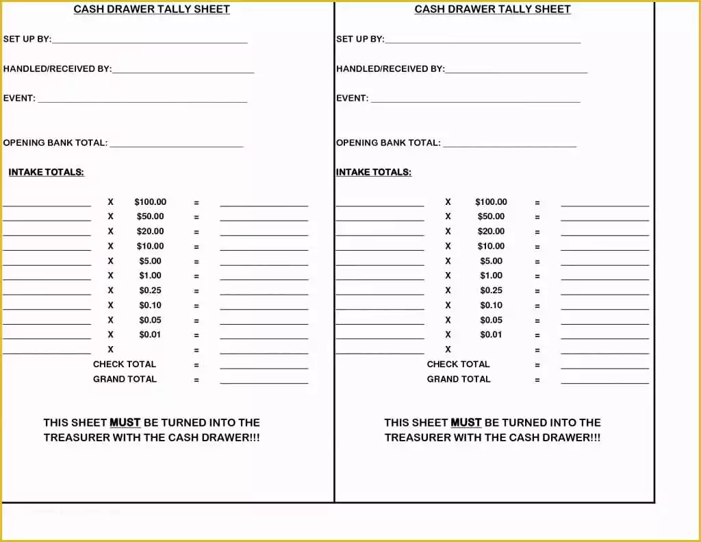 Cash Sheet Template Free Of Cash Register Balancing Sheet