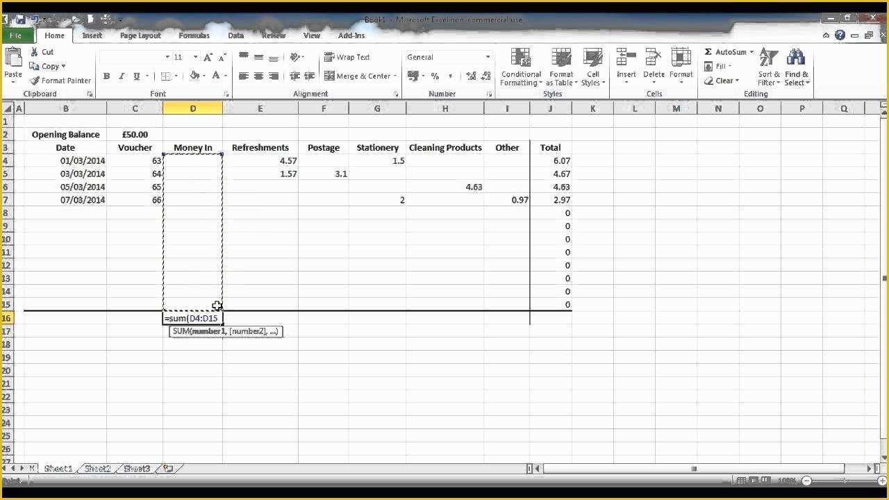 Cash Sheet Template Free Of How to Create A Petty Cash Spread Sheet Using Excel Part 3
