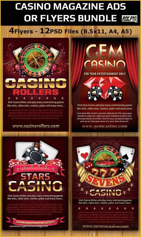 Casino Flyer Template Free Of Casino Magazine Ads Flyers Template Bundle