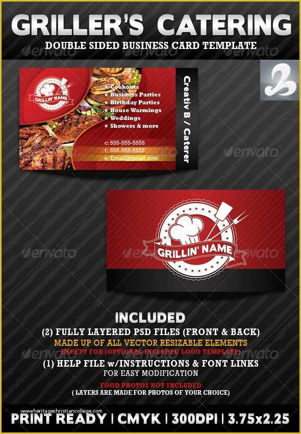 Catering Business Cards Templates Free Of Griller S Catering Business Card Templates by Creativb