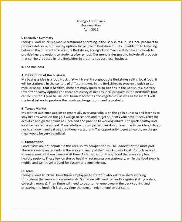 Catering Business Plan Template Free Download Of 5 Mobile Catering Business Plan Templates Pdf