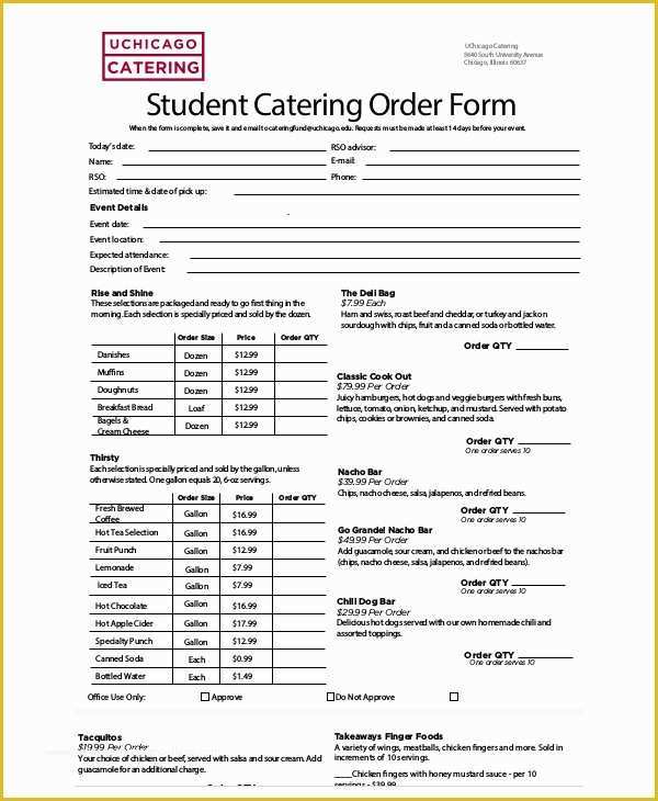 Catering form Template Free Of 11 Sample Catering order forms