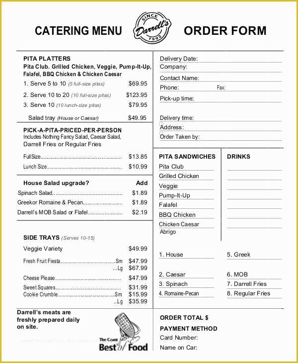 Catering form Template Free Of 16 Catering order forms Ms Word Numbers Pages