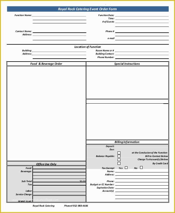 Catering form Template Free Of 16 Catering order forms Ms Word Numbers Pages