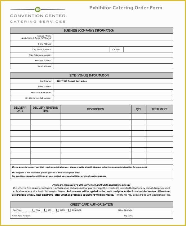 Catering form Template Free Of 16 Catering order forms Ms Word Numbers Pages