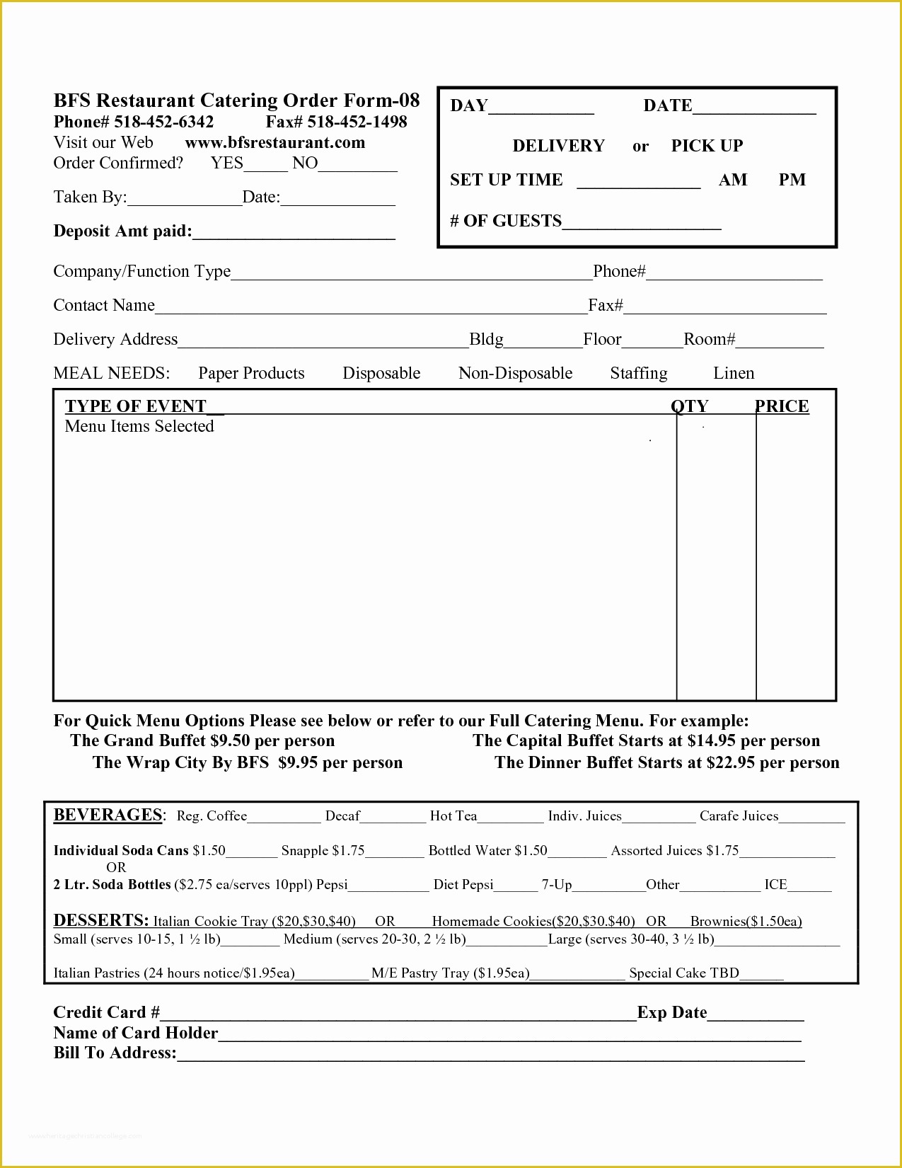 Catering form Template Free Of 7 Best Of Catering forms Catering order form