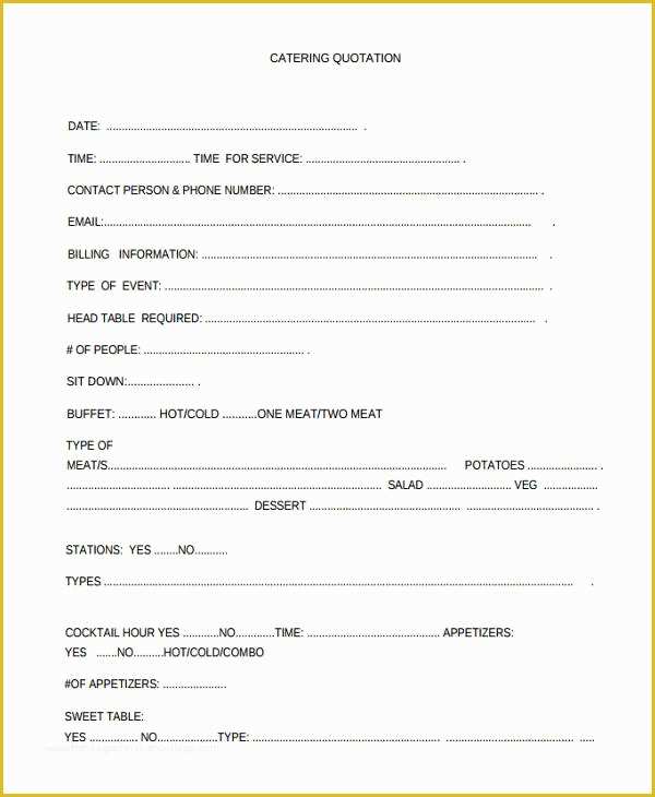 Catering form Template Free Of 7 Catering Quotation Templates Ai Psd Google Docs