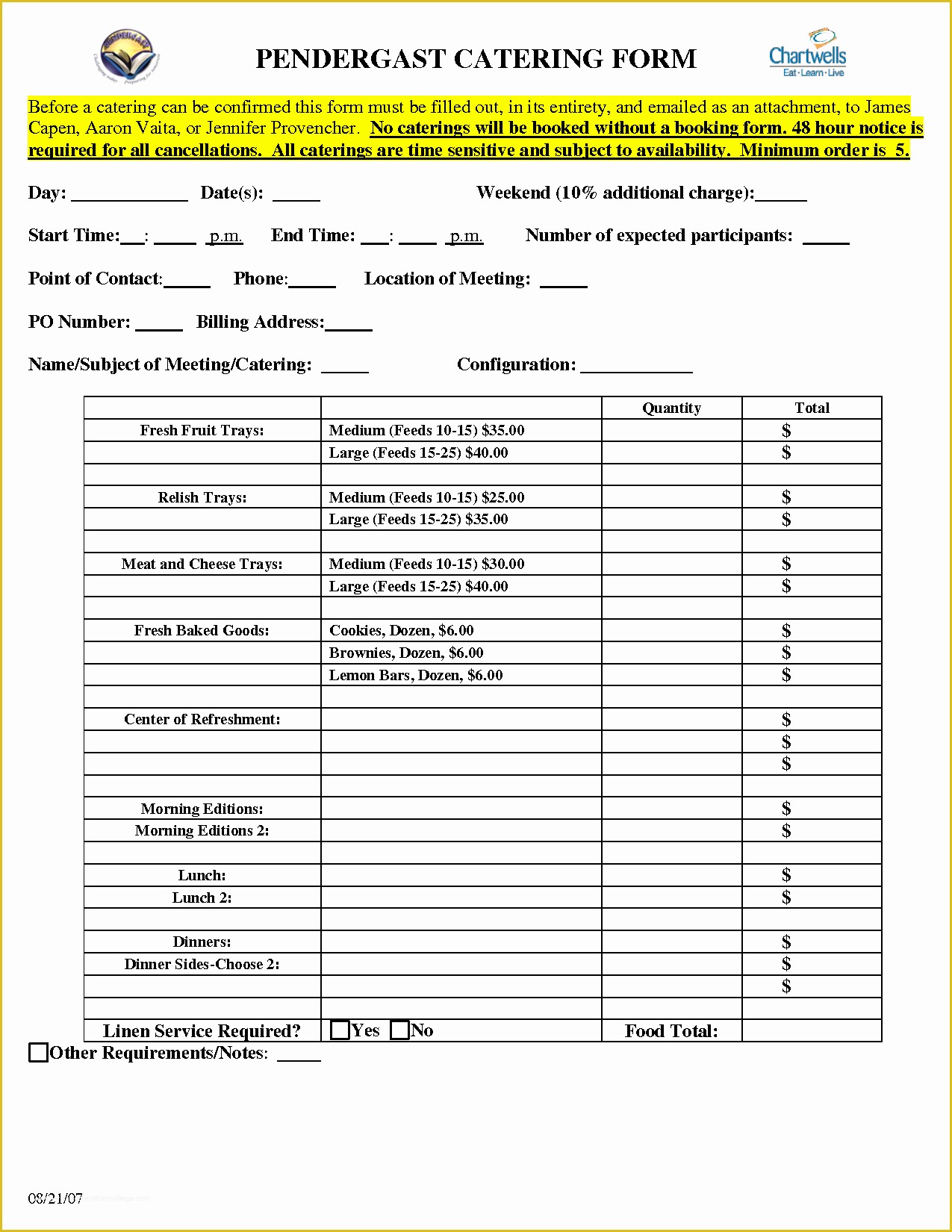 Catering form Template Free Of 8 Best Of Catering Proposal form Templates Sample