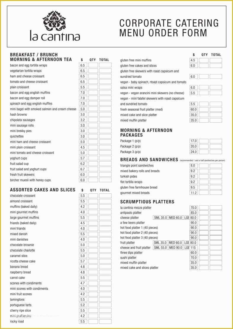 Catering form Template Free Of 8 Catering order form Free Samples Examples Download