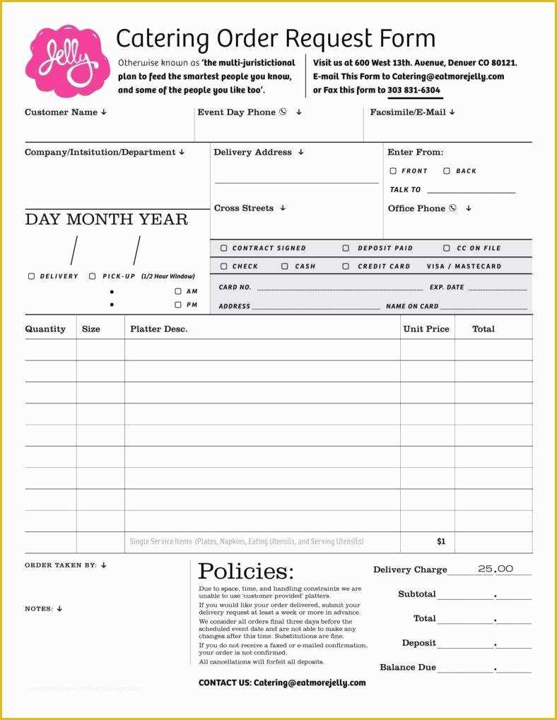 Catering form Template Free Of 8 Catering order form Free Samples Examples Download