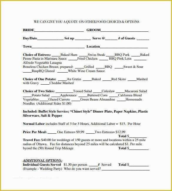 Catering form Template Free Of Catering Agreement Template Free Templates Resume