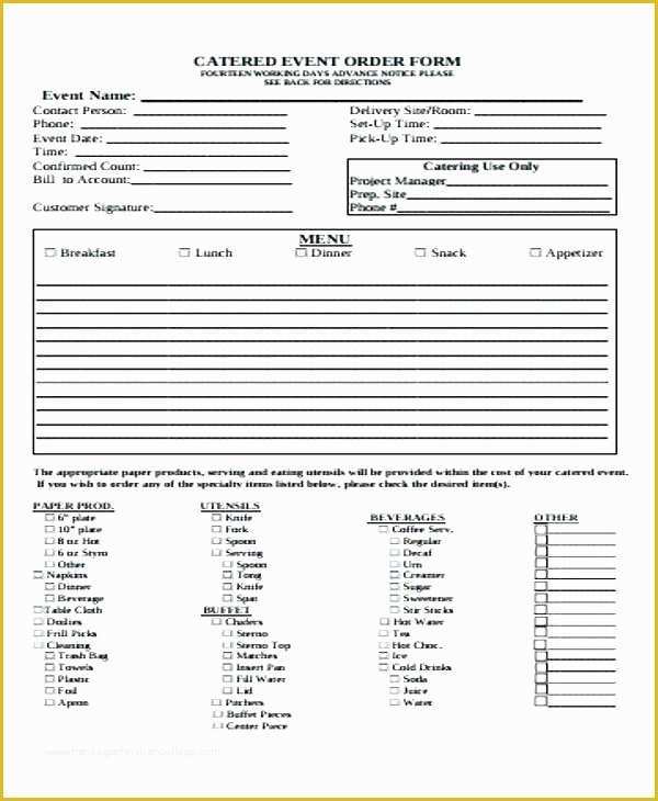 Catering form Template Free Of Catering Checklist Template