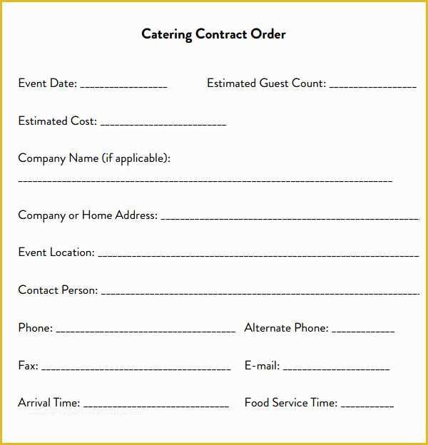 Catering form Template Free Of Catering Contract 7 Free Pdf Download