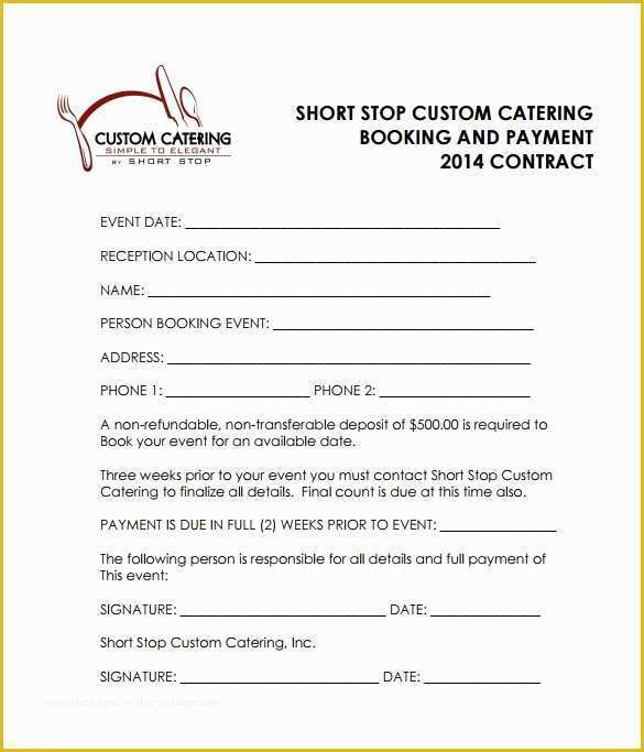 Catering form Template Free Of Catering Contract Template 9 Download Free Documents In