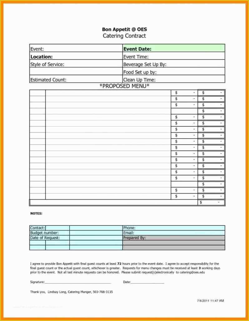Catering form Template Free Of Catering order form Template