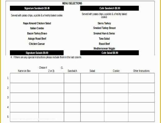 Catering form Template Free Of Catering order form Template Word – Amandae