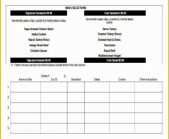 Catering form Template Free Of Catering order form Template Word – Amandae