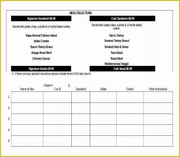 Catering form Template Free Of Catering order form Template Word – Amandae