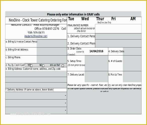 Catering form Template Free Of Catering order form Template Word Beautiful Customer