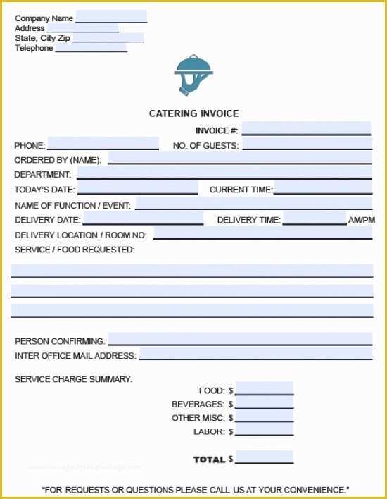 Catering form Template Free Of Free Catering Service Invoice Template Excel