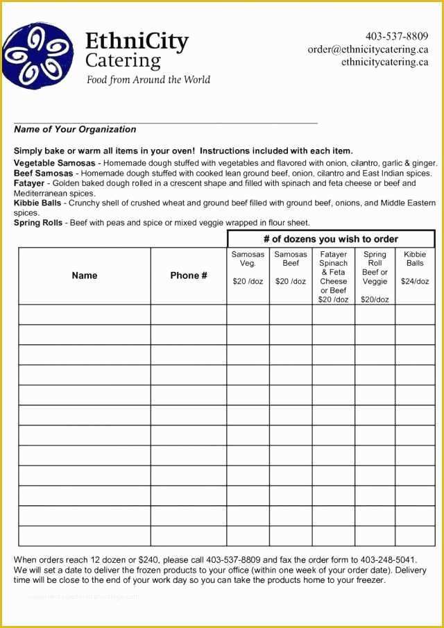 Catering form Template Free Of Loveable Catering form Template – Heritageacresnutrition