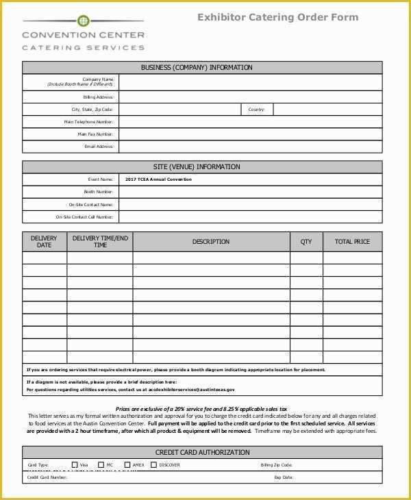 Catering order form Template Free Of 16 Catering order forms Ms Word Numbers Pages