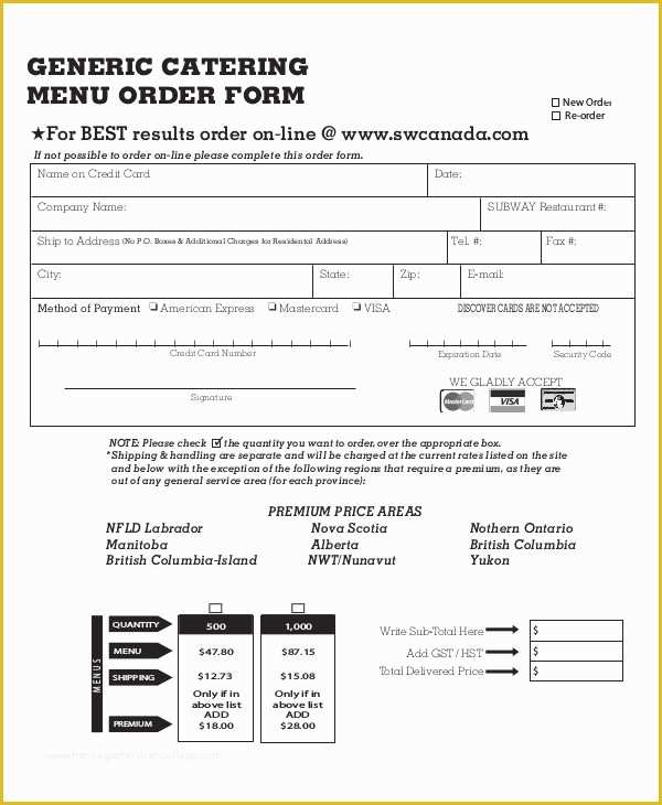 Catering order form Template Free Of 16 Catering order forms Ms Word Numbers Pages