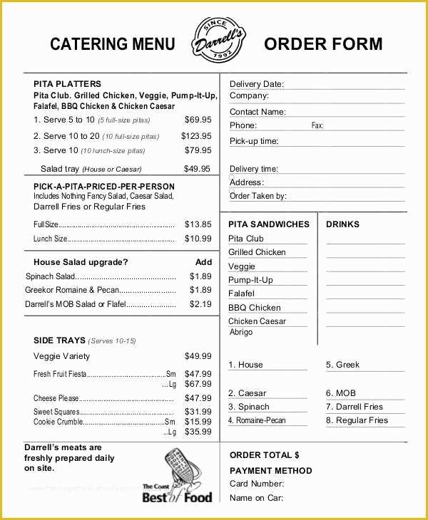 Catering order form Template Free Of 16 Catering order forms Ms Word Numbers Pages