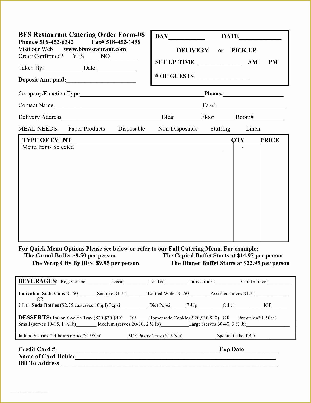 Catering order form Template Free Of 7 Best Of Catering forms Catering order form