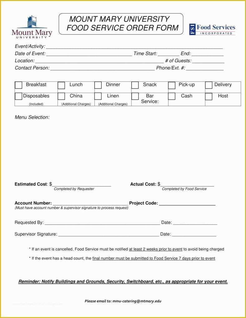 Catering order form Template Free Of 8 Catering order form Free Samples Examples Download