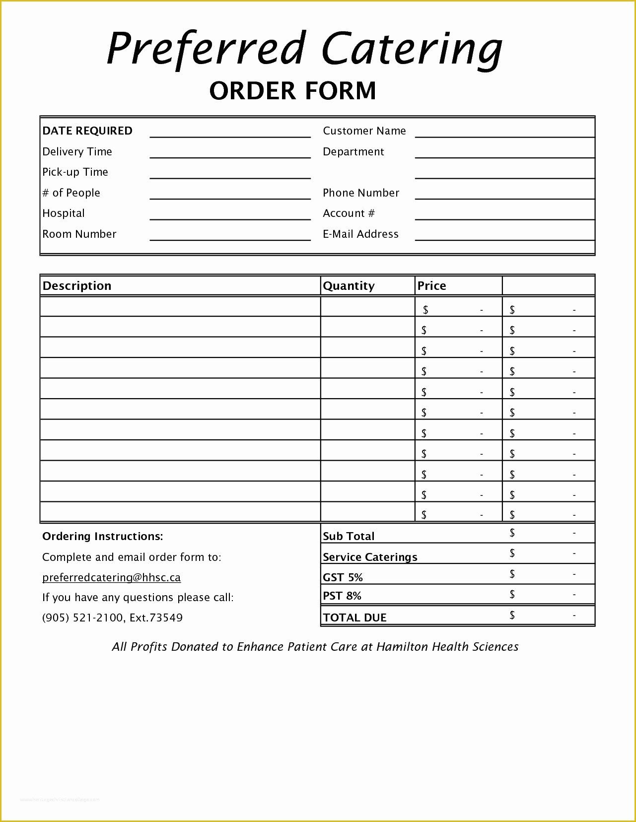 Catering order form Template Free Of 8 order forms Template